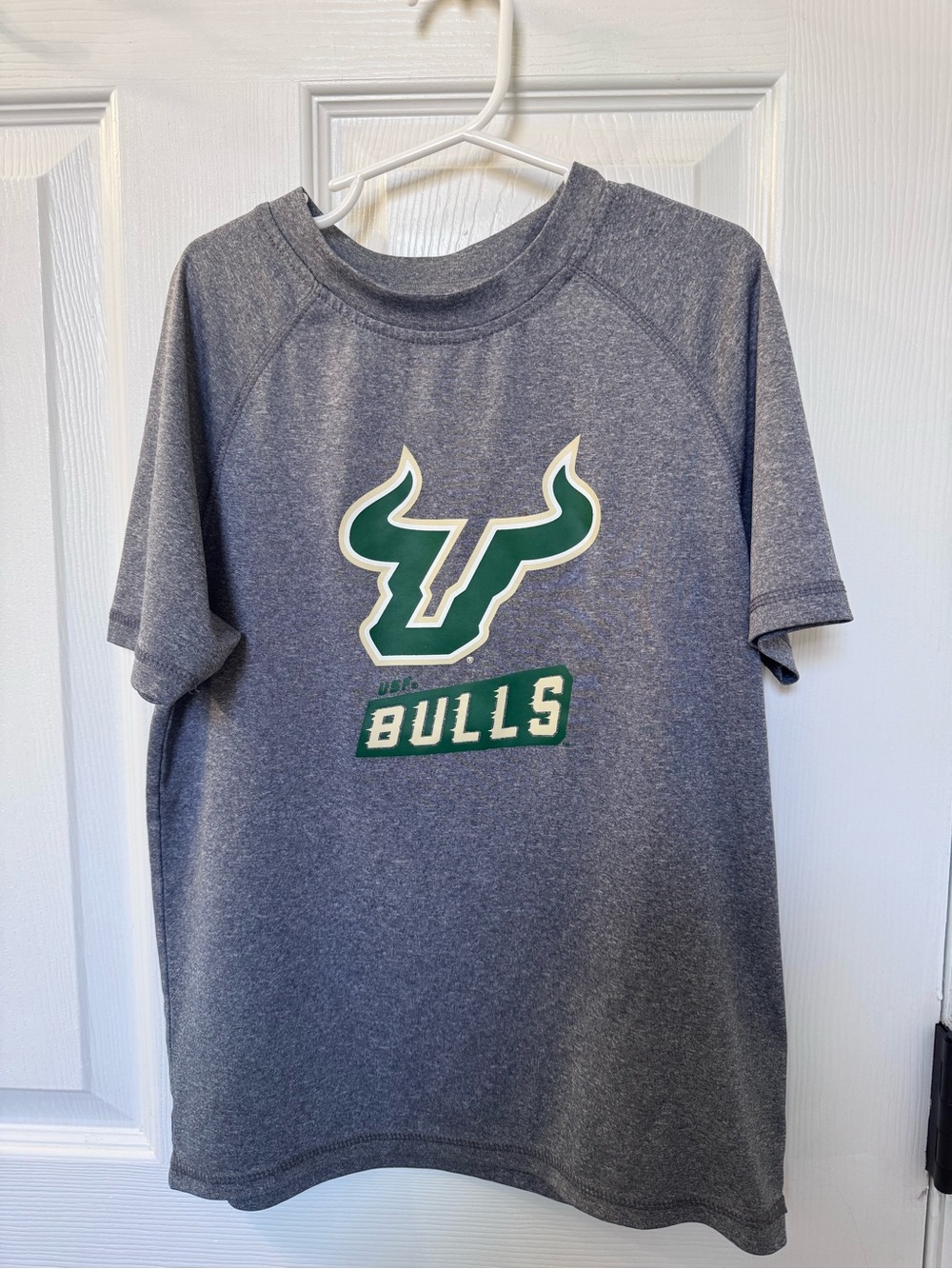 Kids USF Bulls Grey Athletic T-Shirt with Green Logo